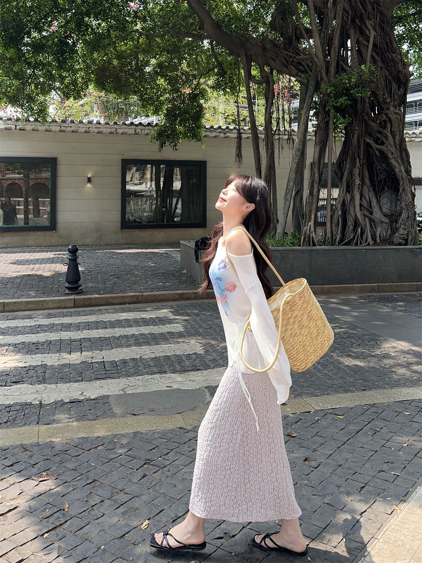 Women's Off-Shoulder Long Sleeve Top and Textured A-Line Skirt Two-Piece Set - Image 2